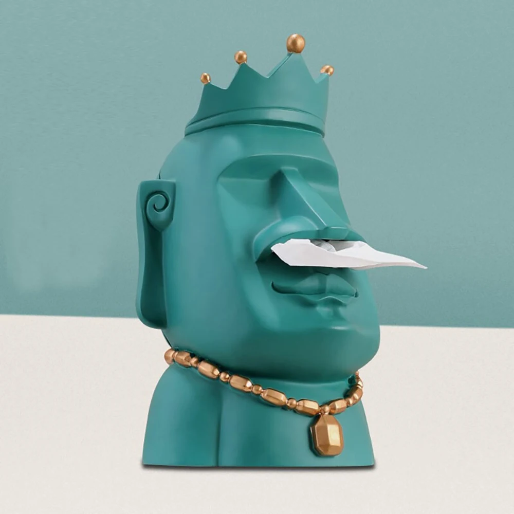 

Ester Resin Moai Figurine Tissue Box Napkin Paper Holder Home Decoration Art Sculpture Living Room Decor Statue Bedroom Ornament