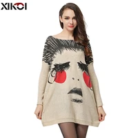 xikoi new cute blush print oversized sweaters dresses women jumper winter clothing pull femme fashion ladies pullovers clothes