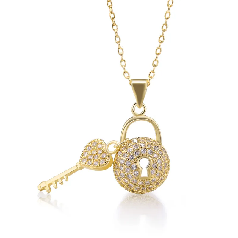 Gold Juya Micro Pave Циркон модное индийское ожерелье с подвеской в виде ключа для женщин девочек подарок для свадьбы дня рождения ожерелье поставки - Окраска металла: Gold