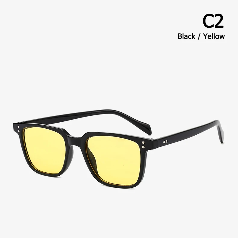 C2 Black Yellow JackJad, модные крутые солнцезащитные очки NDG, прямоугольные солнцезащитные очки, унисекс, винтажные, с заклепками, фирменный дизайн, солнцезащитные очки Oculos De Sol 3246 - Цвет линз: C2 Black Yellow