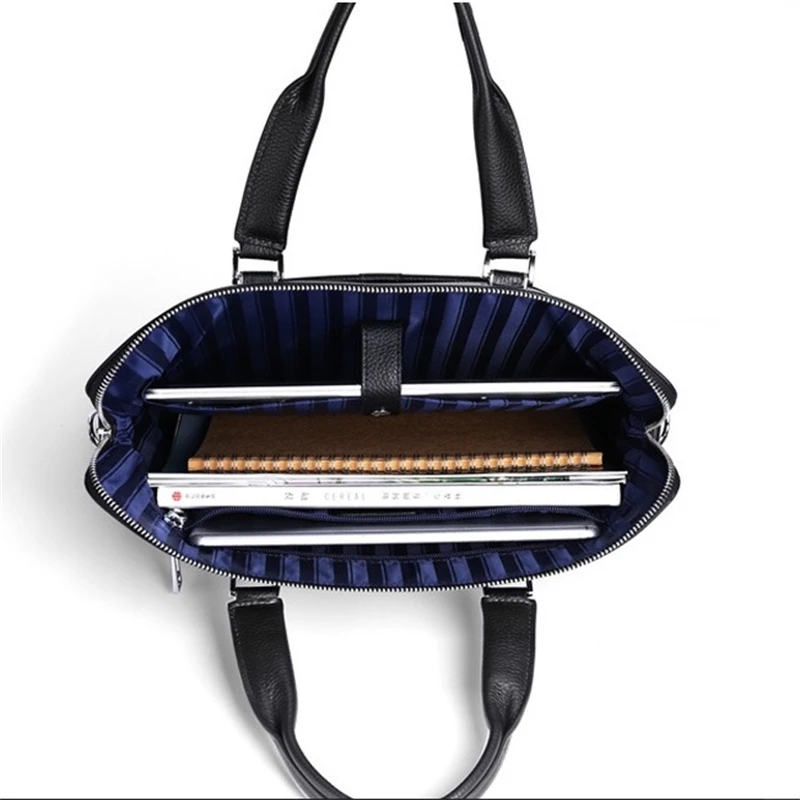 Fashion Men's Briefcase New Large Genuine Leather Laptop Handbag Business Office Tote Women's Waterproof Shoulder Messenger Bag
