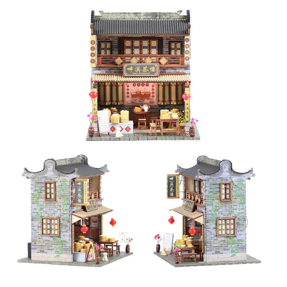 

Kid Handmade DIY Dollhouse Miniature DIY Chinese Classical Architectural Style House Kit With Furniture Artistic Birthday Gifts