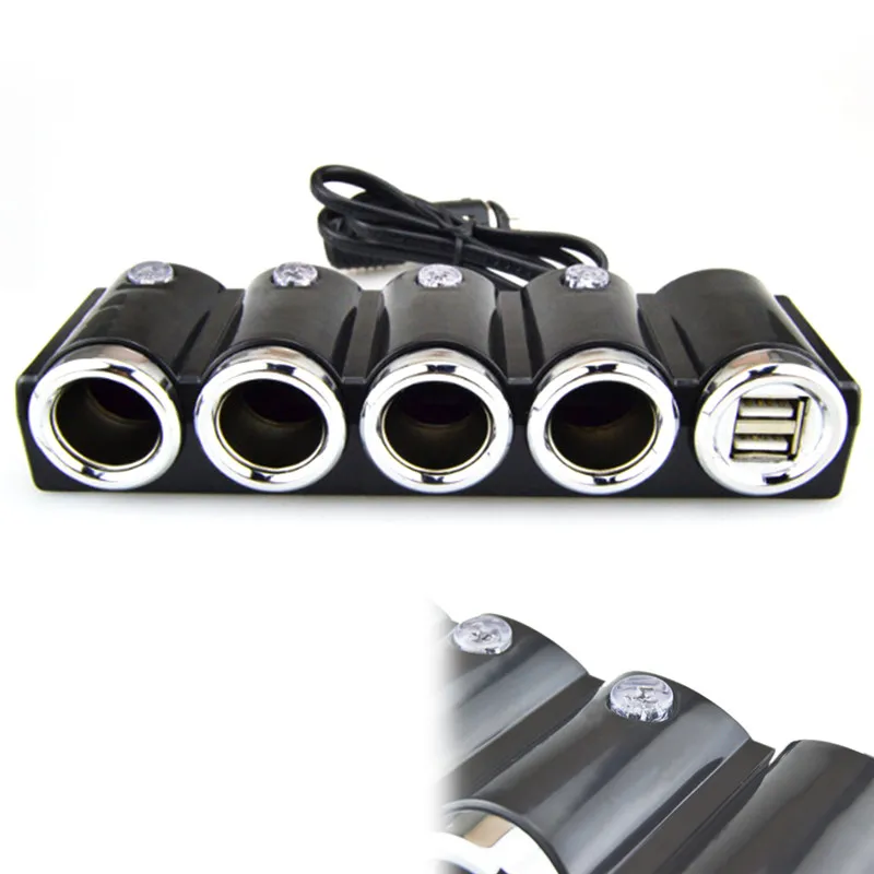 

DC 12V/24V USB 4 Way Multi Socket Auto Car Cigarette Lighter Splitter USB Power Adapter Charger with Switch Charger