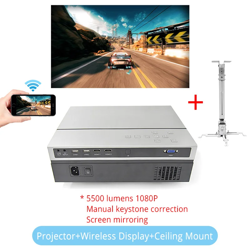 Touyinger T26L нативный 1080p светодиодный full HD проектор видео проектор 5500 люмен FHD Домашний кинотеатр HDMI(Android 9,0 wifi AC3 опционально - Цвет: T26L WD CM