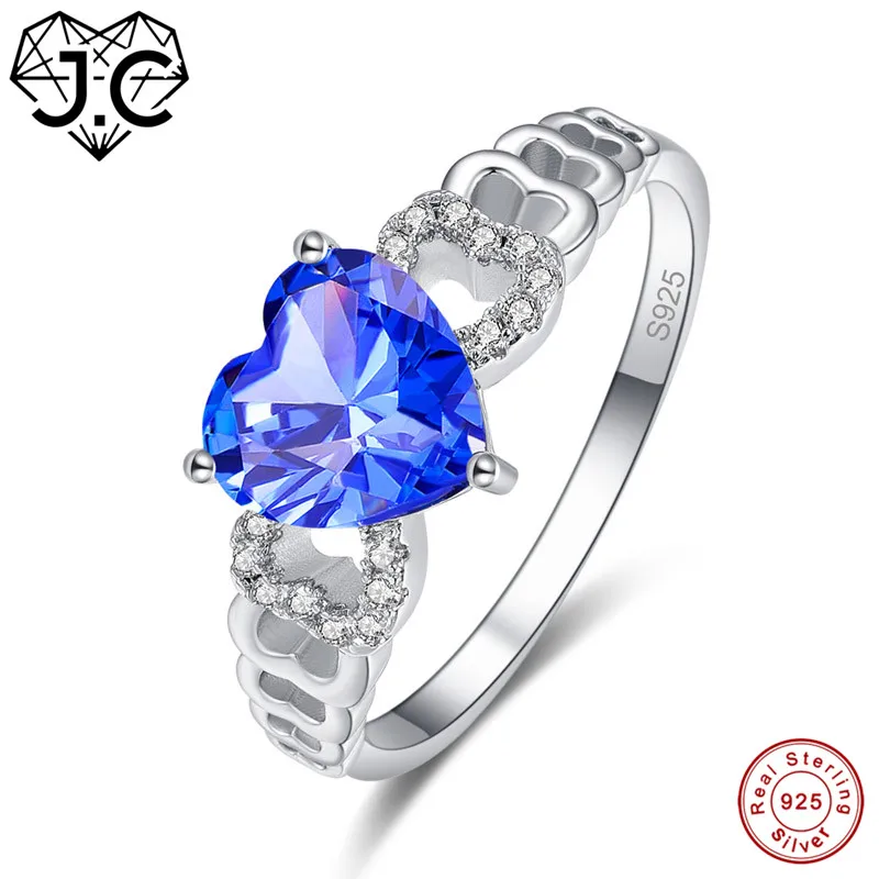 

J.C Heart Cut Tanzanite & Mystic Rainbow 925 Sterling Silver Ring Size 6 7 8 9 Women Blue Wedding Fine Jewelry Gift