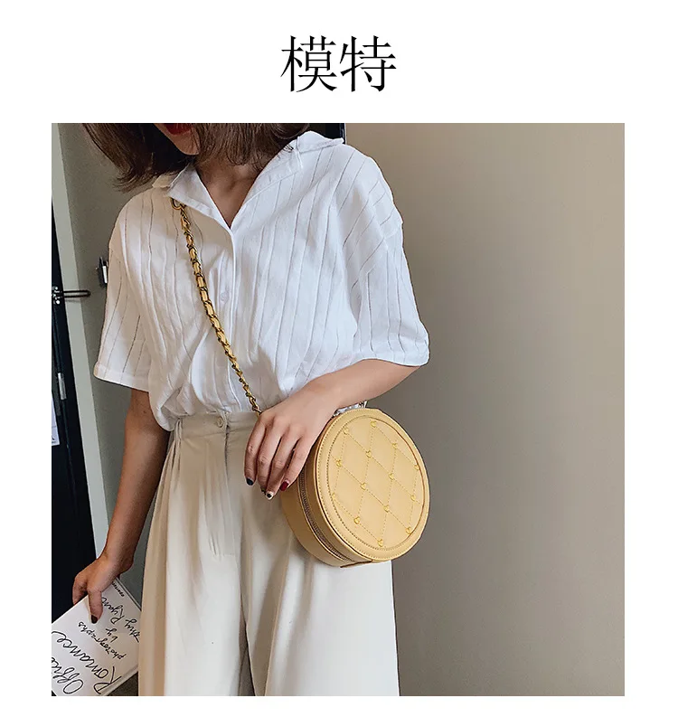 2019 new small round package love sewn line single shoulder oblique cross-female |