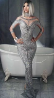 2020 new women grey lace round neck long sleeve sexy bodycon celebrity evening party floor lengthdropshipping
