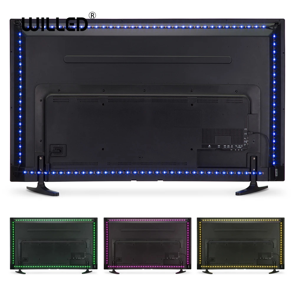 Светодиодная подсветка ТВ Беспроводной USB свет для 55 ''полоса RF RGB 60 65 дюймов 12