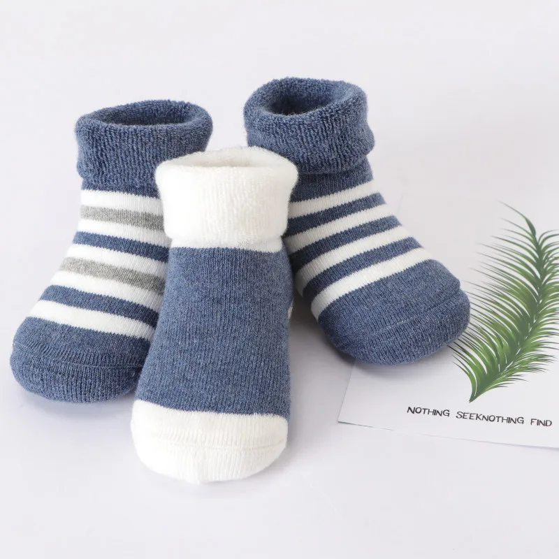 3 предмета носки для новорожденных зимние Утепленные хлопковые малышей детские в