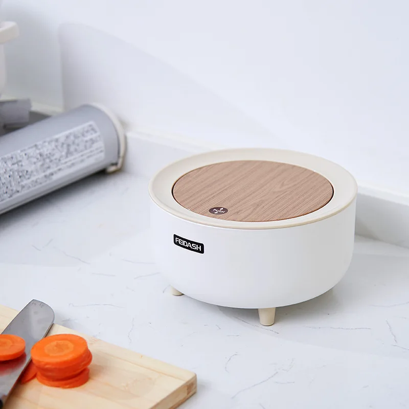 

Japanese-Style Mini Desktop Trash Can Simple Push-Type Trash Can Storage Bin Student Dormitory Bedside Table Round Trash Can