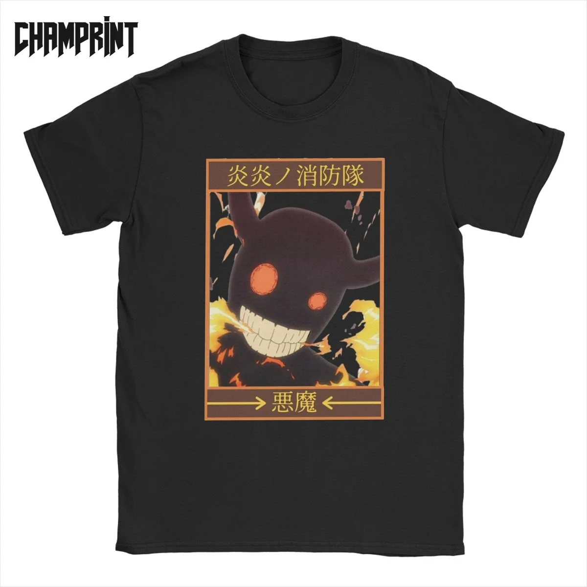 

Fire Force Demon, мужские футболки, забавная Футболка с принтом в стиле аниме, футболка с коротким рукавом и круглым вырезом, хлопковые топы для под...