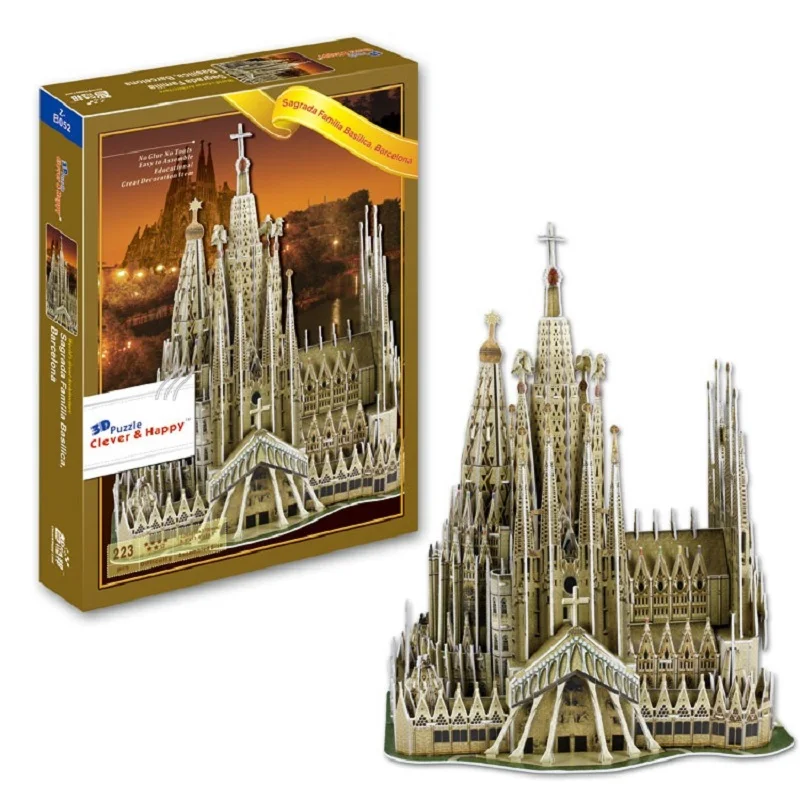 

3D paper puzzle building model toy Sagrada Família Basílica Barcelona church cathedral Spain world's famous Gothic architecture