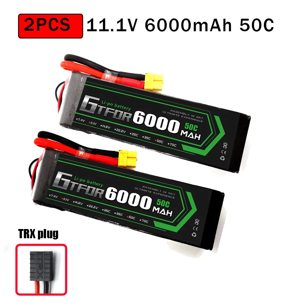2PCS6000SOFTTRX GTFDR 2 шт. RC батарея Lipo 7,4 V 11,1 V 2S 3S 6000MAH 6500MAH 6200MAH 7000mah 50C 60C 80C 100C 120C для RC Stampede автомобильный Дрон - Цвет: 2PCS6000SOFTTRX