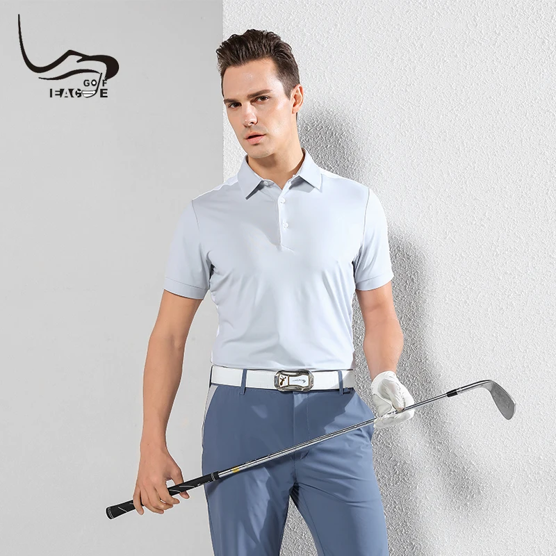 EAGEGOF Male Golf Tshirt Unti-UV Short sleeve Man sportswear Quick dry Soft regular fit classic color golf apparel | Спорт и