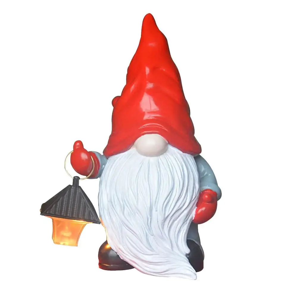 

Gnomes Garden Decorations - Resin Gnome Figurine With LED Lights Gnome Sculpture 7.28 Inches High For Indoor Outdoor Decor