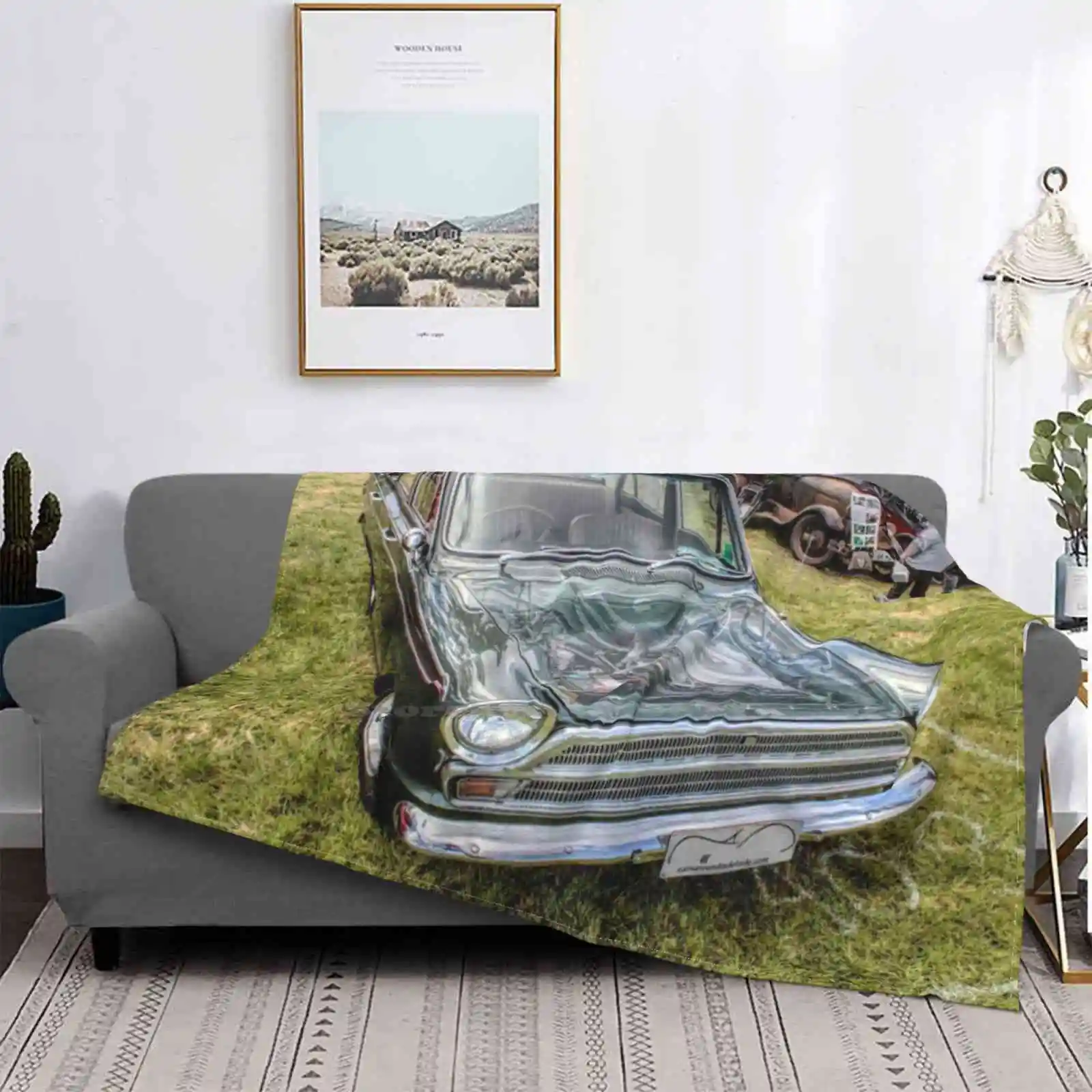 

Зеленая фланелевая одеяло в винтажном стиле для автомобиля