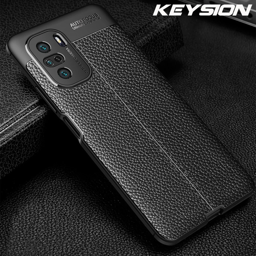 keysion shockproof case for xiaomi poco f3 5g x3 pro mi 11i leather texture soft silicone phone back cover for redmi k40 pro 5g free global shipping