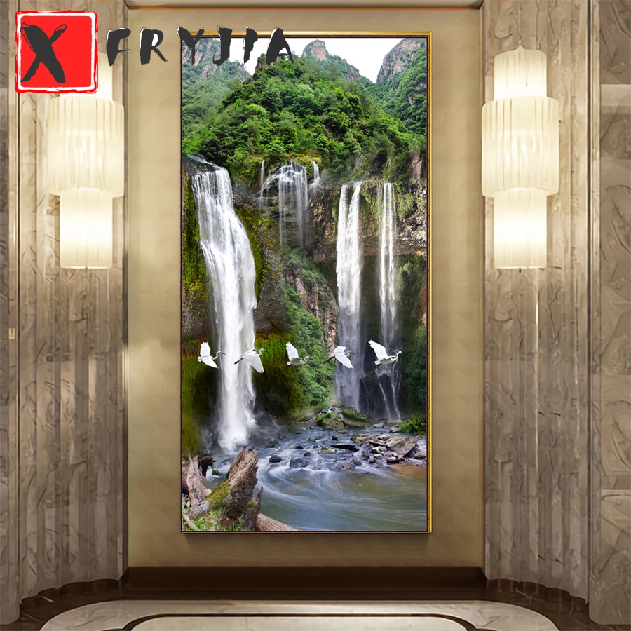 

2021 круглый алмазов картина природные пейзажи водопад Аска камни в форме ромба, круглые фрезы, стразы, картина, Алмазная мозаика подарок