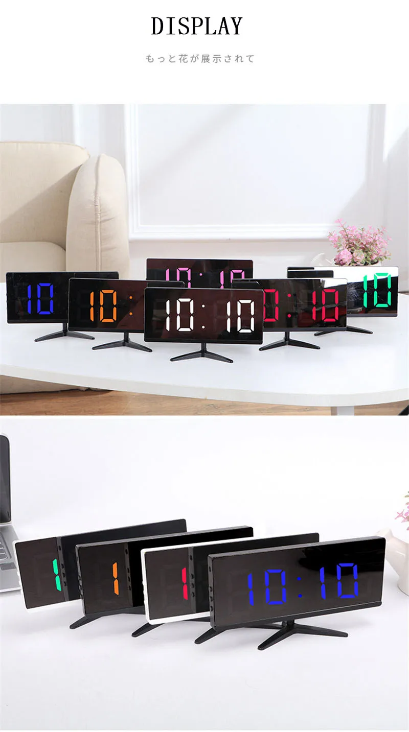 Digital Alarm Clocks LED Mirror Clocks Multifunction Snooze Display Temperature Time Night LCD Light Tables Desktops USB Cables