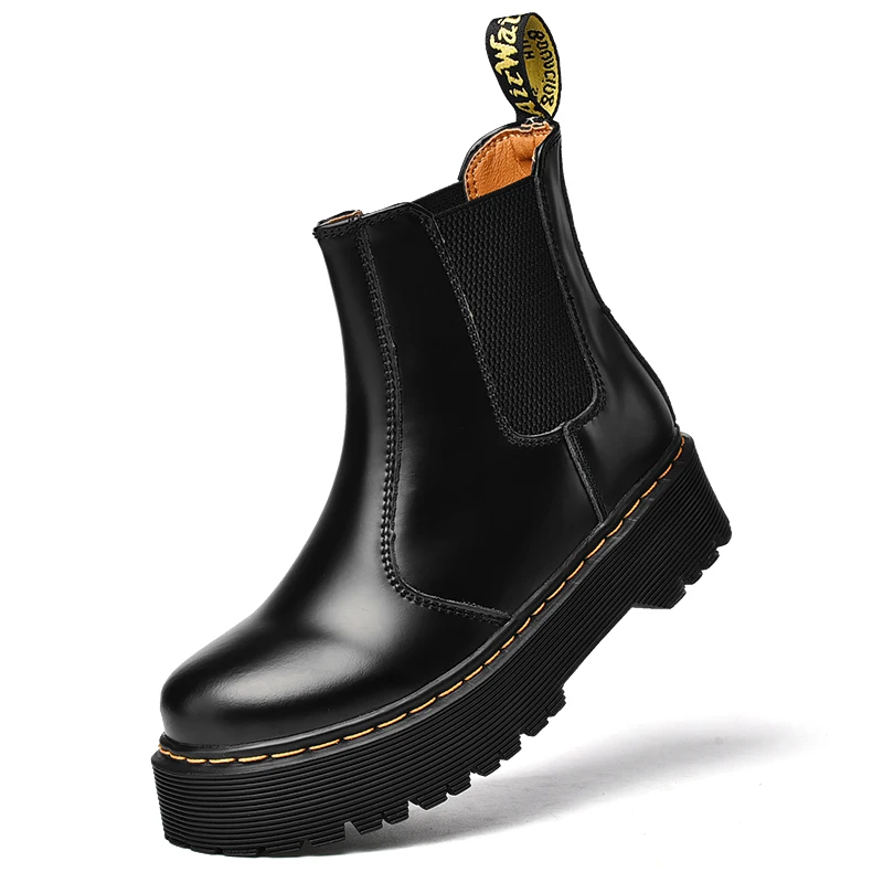 Женские ботинки челси на платформе осенние из натуральной воловьей кожи модные