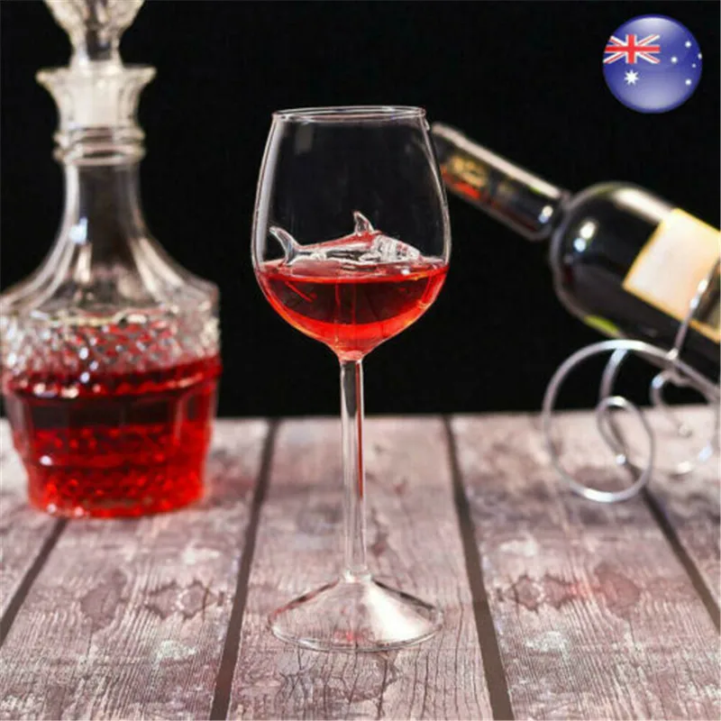 Хрустальный красный бокал для вина в форме акулы вставная винная бутылка