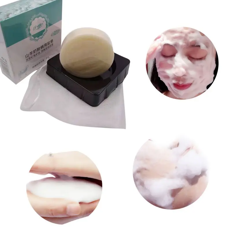 

Goat Milk Sea Salt Soap Removal Pimple Pores Acne Moisturizing Face Wash Whitening Skin Care
