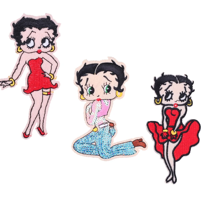 Нашивки с вышивкой Betty Boop наклейки на одежду мотоциклетные нашивки утюгом для
