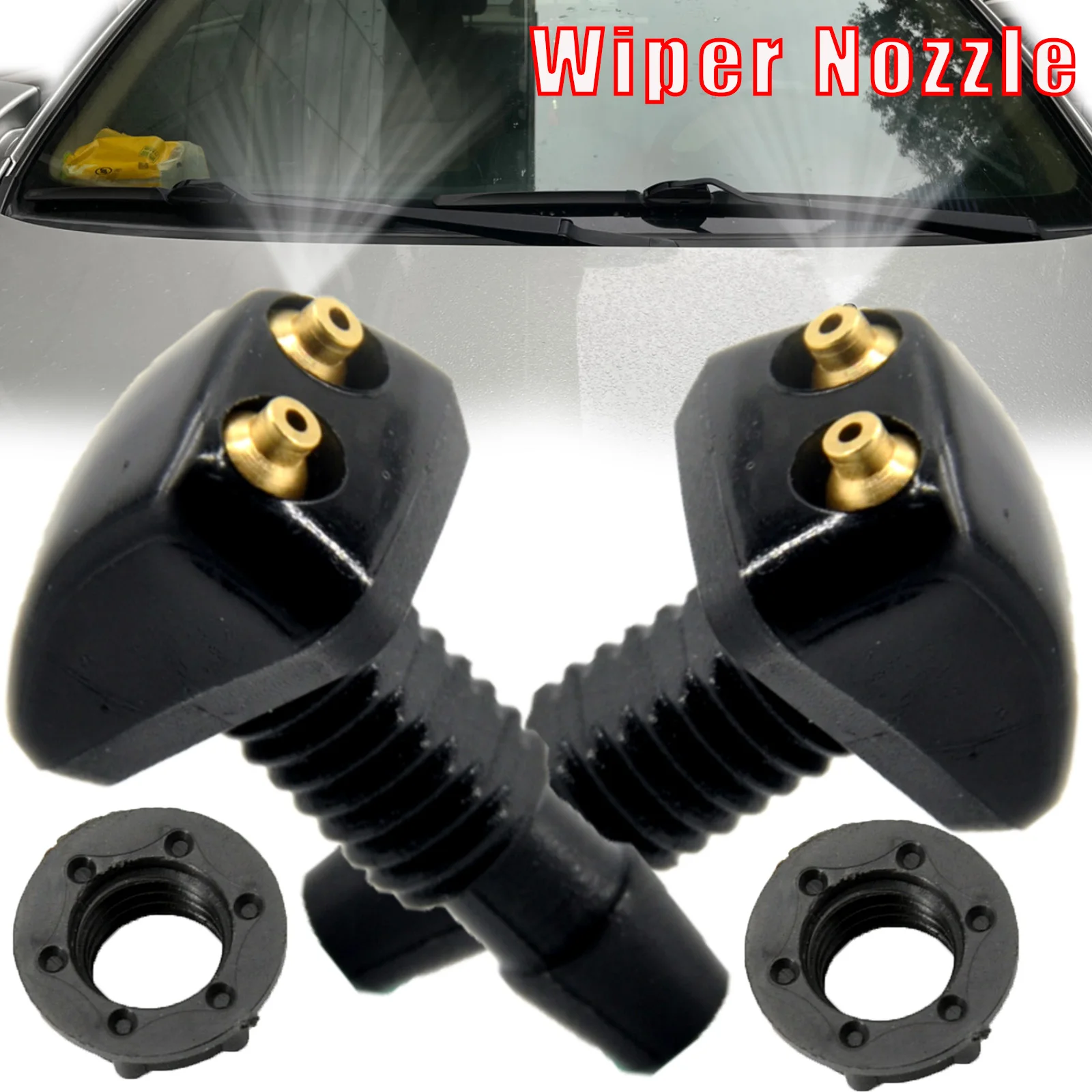 

Universal Car Front Windshield Windscreen Washer Jet Nozzles Water Fan Spout Cover Washer Outlet Wiper Nozzle Adjustment