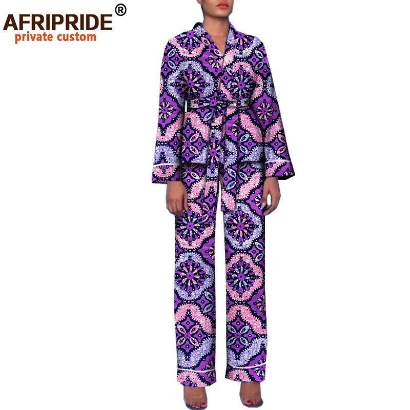 Осенняя женская пижама в африканском стиле AFRIPRIDE private custom Топ с длинным рукавом +