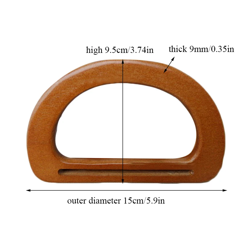 

1 Pc D Shape Wooden Bag Handle Replacement Belt for DIY Making Purse Handbag Tote Environmental Rectangle Shaped Bag Accessory