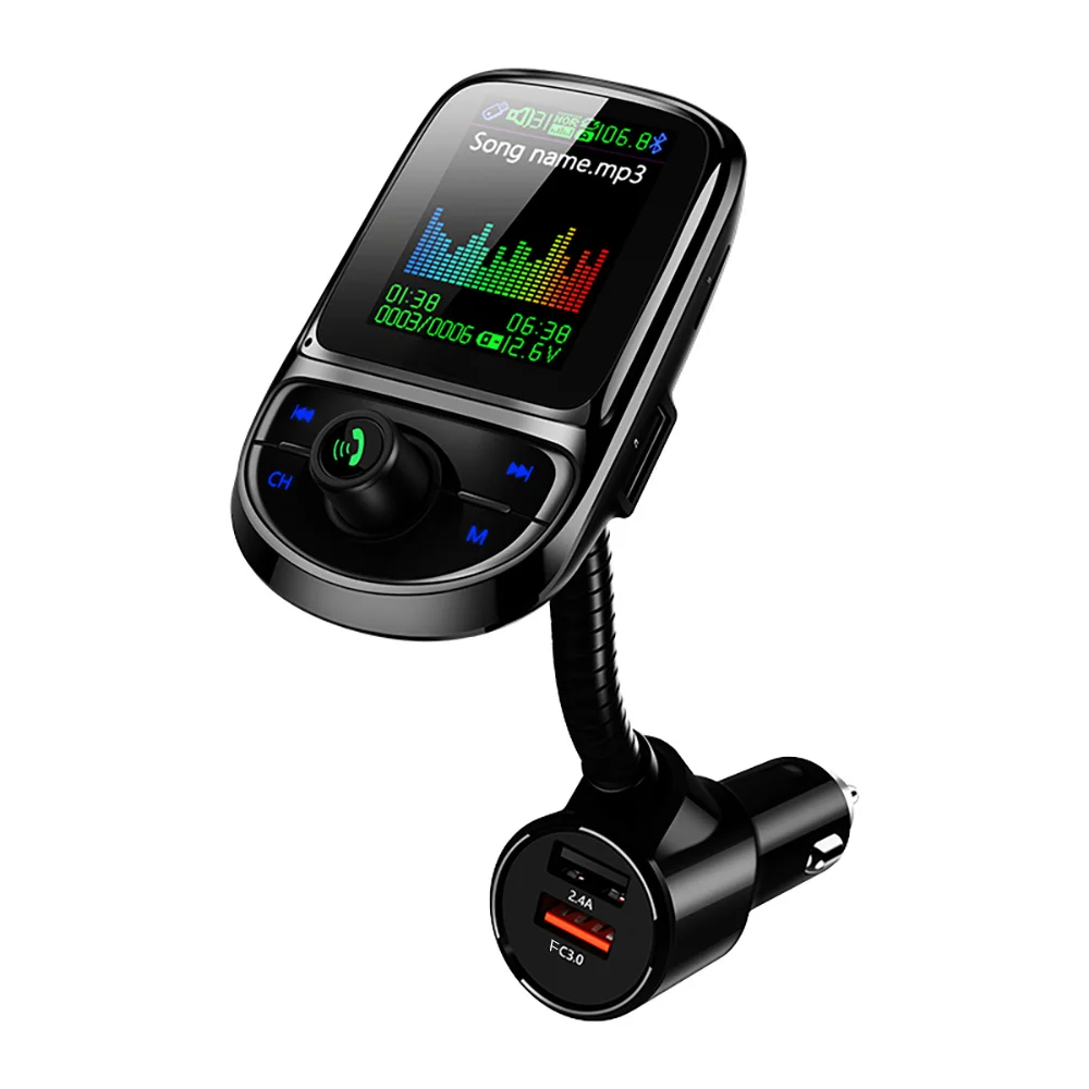 Автомобильный FM-передатчик с цветным экраном поддержка USB TF-карты Bluetooth 5 0 AUX