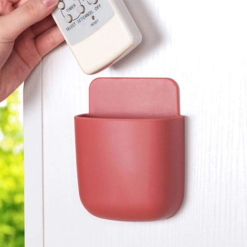 

4 PCS Punching-free Wall Storage Pocket Self Adhesive Wall-mounted Remote Holder Space-saving Organizer for Door Phone LB88