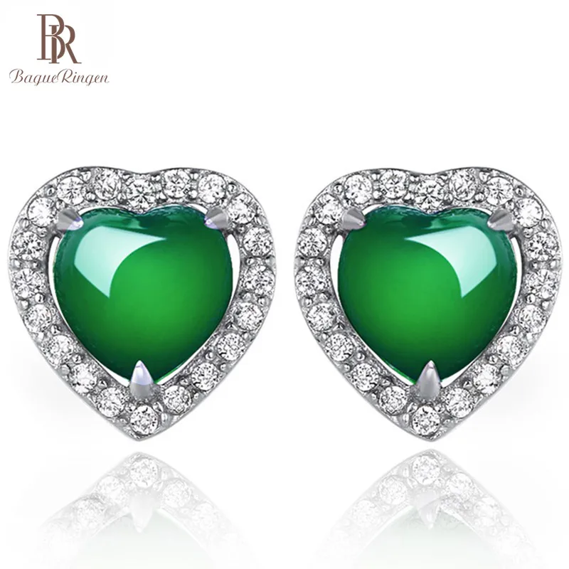 Женские серьги из халцедона Bague Ringen элегантные Винтажные гвоздики в форме сердца