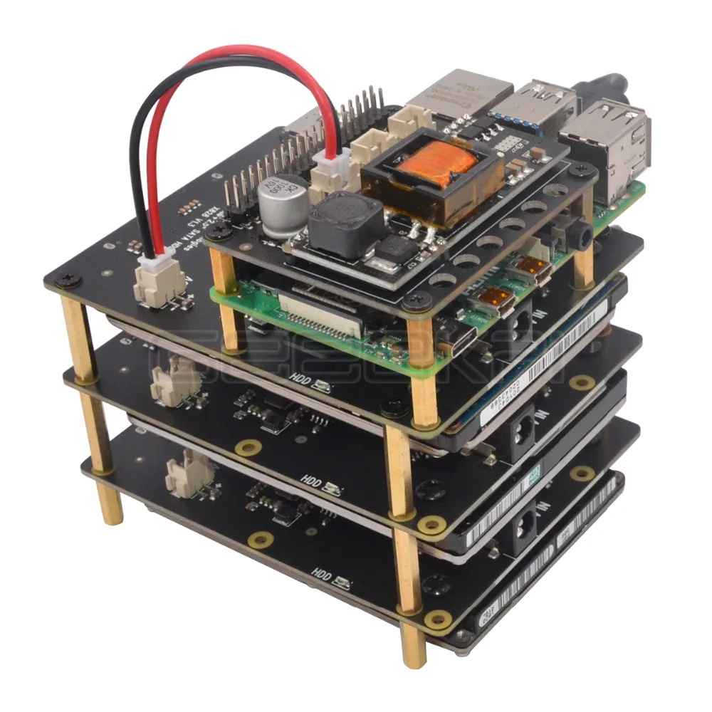 GeeekPi Raspberry X828 Штабелируемый 2," SATA HDD/SSD Щит Плата расширения USB3.0 концентратор для Raspberry Pi 4 B/3B+/3B/2B/1B