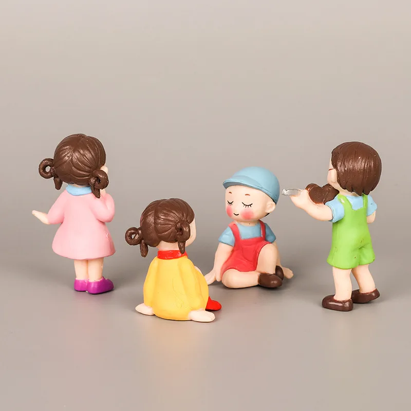 Украшение для торта счастливые детские статуи мальчиков и девочек 7 см ПВХ авто