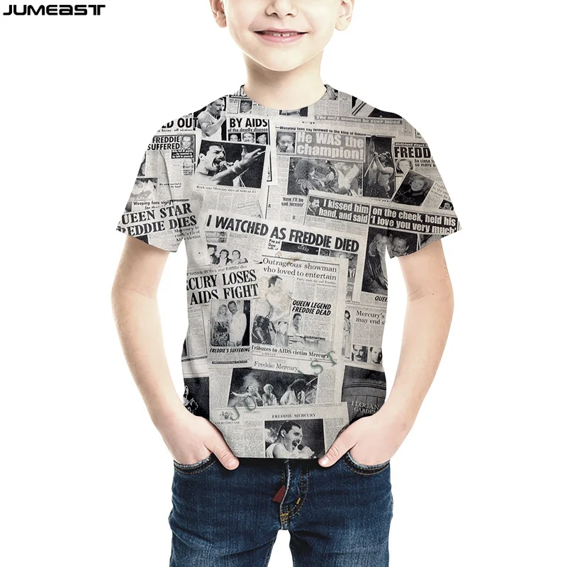 

Jumeast мужская женская детская футболка большого размера Мужская Уличная одежда старая газета с коротким рукавом Детская футболка спортивны...