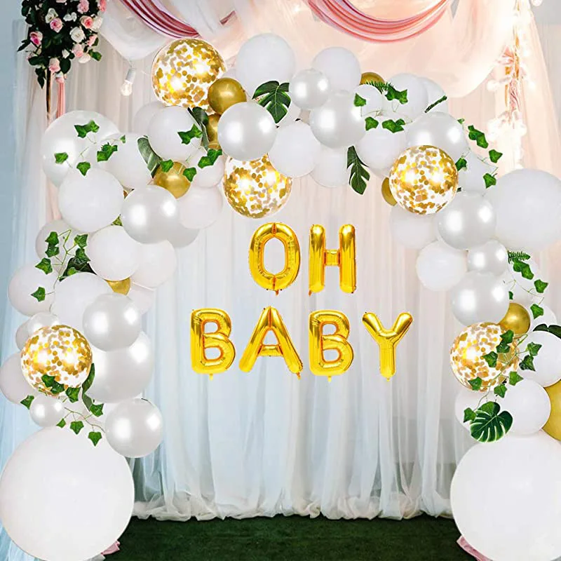 

Platinum Aluminum Film Latex OH BABY 16 Inch Balloon Turtle Leaf Set Children's Birthday Party Background Decoration Globos