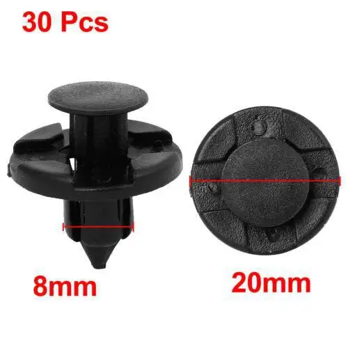 

30 Pcs 8mm Car Plastic Rivets Fastener Bumper Fender Push Clips for Nissan