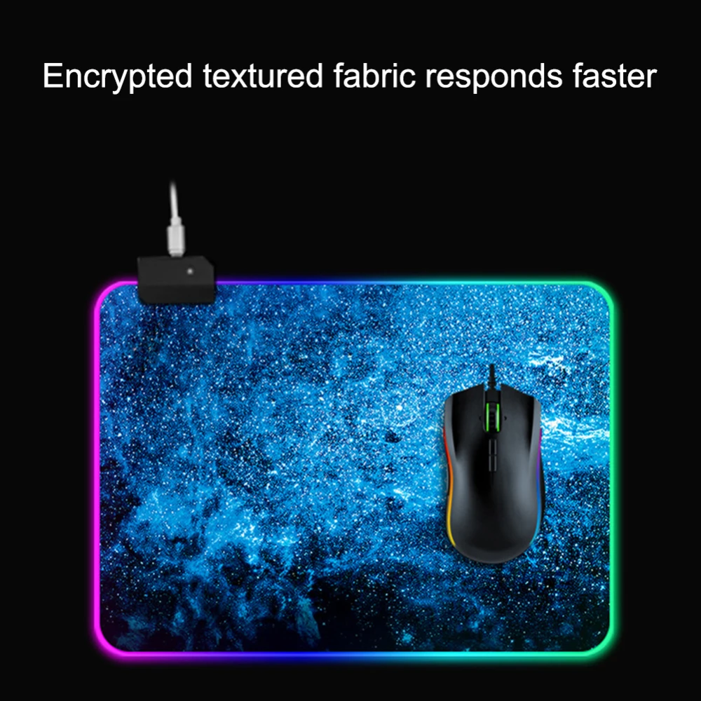Большой размер игровой коврик для мыши RGB светодиодный светильник большой коврик для мыши офисная компьютерная клавиатура Звездный коврик для мыши резиновый противоскользящий коврик для мыши