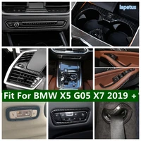 gear shift box headlamp switch button steering wheel cover trim carbon fiber look accessories for bmw x5 g05 x7 2019 2022