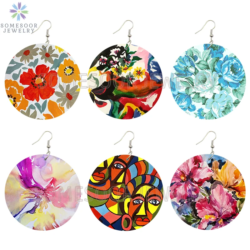 SOMESOOR деревянные висячие серьги в африканском стиле с принтом этническая