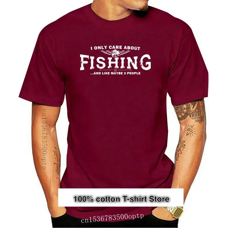 

Camiseta de pesca divertida para hombres, camisa de pescador de broma, regalos, I Only Care About Fishing, nueva