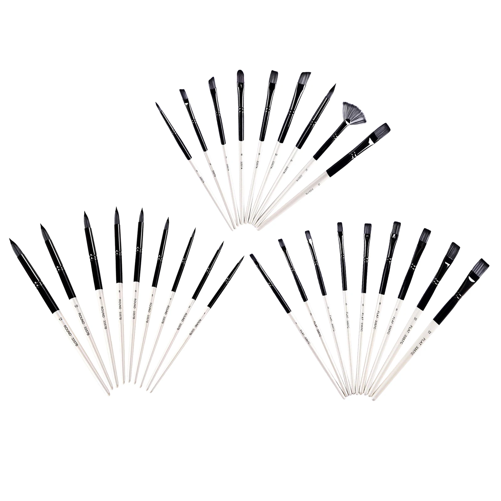 

9 Pcs Painting Brush Nylon Hair Wooden Handle Acrylic Paint Brush Flat Round