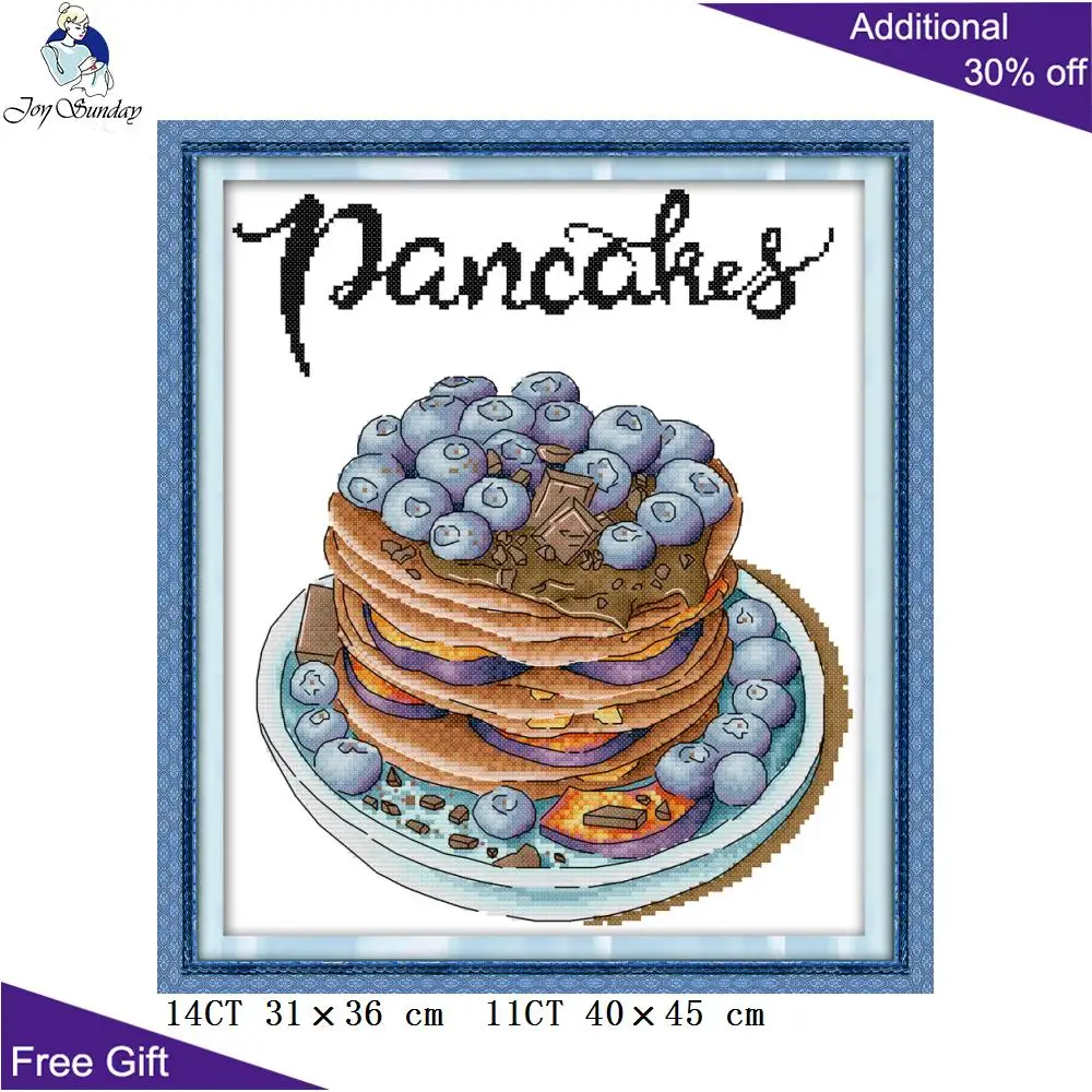 

Joy Sunday Cake Needlepoint J420 14CT 11CT Counted and Stamped Home Decoration Blueberry Cake Embroidery DIY Cross Stitch kits