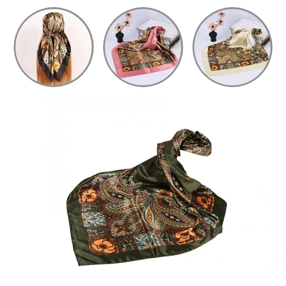 

Модный большой шарф для волос из искусственного шелка с цветочным принтом кешью Элегантный шарф для волос Моющийся для вечеринки