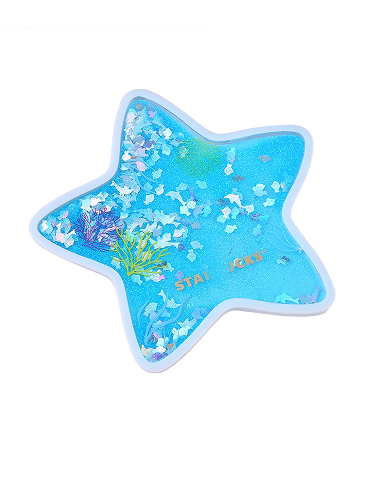

Saku-ra/ocean Coasters Cute Quicksand Glitter Drink Coasters Women Kids Gift Silicone Non-slip Insulation Coasters Decoration