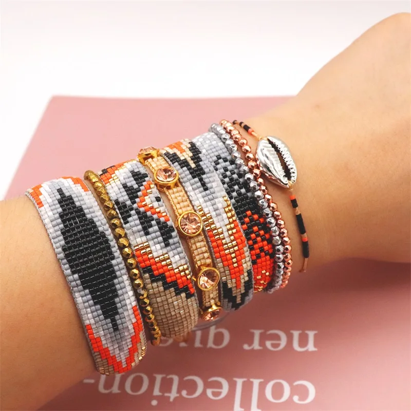 

ZHONGVI Boho Miyuki Bracelet For Women Hematite Beaded Bracelets Evil Eye Jewelry 2021 Rhinestone Jewellery Adjustable Pulseras