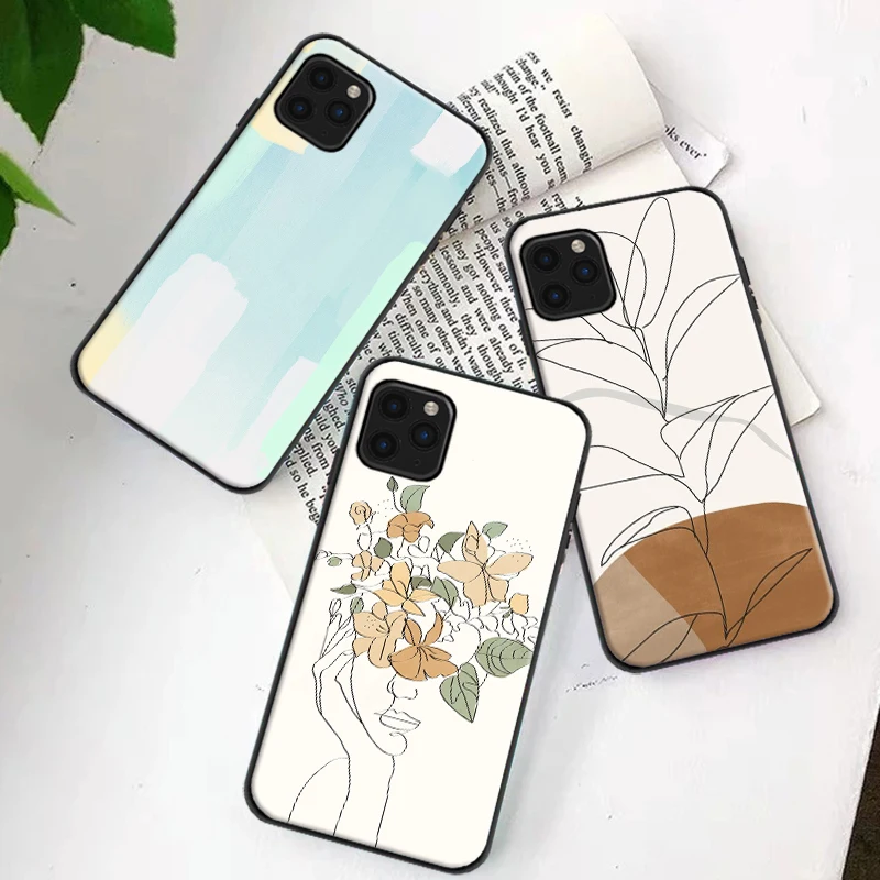 

Abstract Art Line Flower Protection Phone Case For iPhone 6 6S 7 8 X XS XR 11 12 13 13 Pro Mini SE 2020 Soft TPU Back Cover