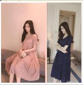 

Spot Maternity Dress 2020 Summer New Chiffon Hipster Fashion Sweet Loose Polka Dot Maternity Fashion Dress