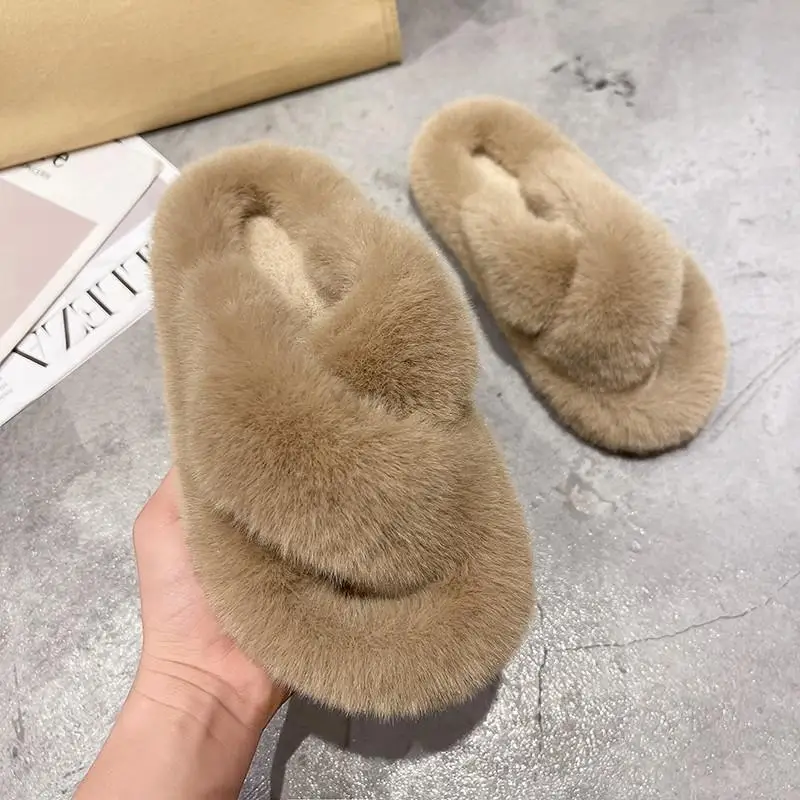Summer Fluffy Raccoon Fur Slippers Shoes Women Real Fox Flip Flop Flat Furry Slides Outdoor Sandals Amazing Indoor Ytmtloy | Обувь